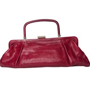 Vintage Hobo International Ruby Red Leather Convertible Long Clutch
